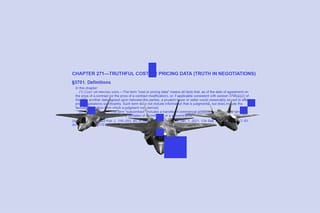 Collage of three F-35s and a clipping from the Truth in Negotiations Act.