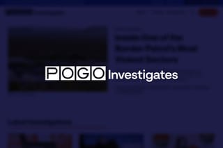 POGO Investigates logo over a blurred, indigo background of the POGO Investigates website.