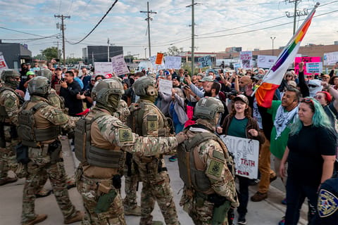 Protesters gathered outside of ICE detention center in Broadview, Illinois.