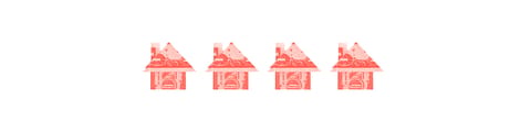A row of houses made out of money.