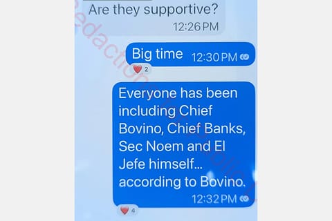 Screenshot of text message between DHS agents.