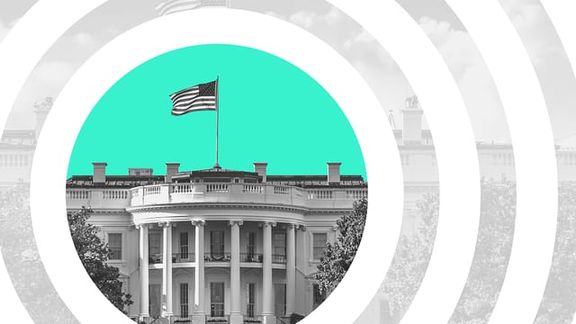 Collage of the White House and concentric circles around it.