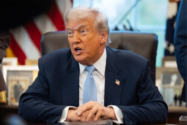 U.S. President Donald Trump pictured speaking in the Oval Office at the White House in Washington, DC.
