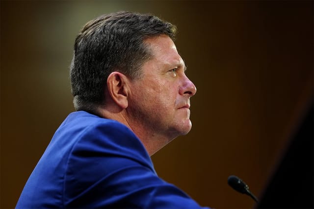 Jay Clayton appears before the Senate Intelligence Committee during his nomination hearing on Capitol Hill.